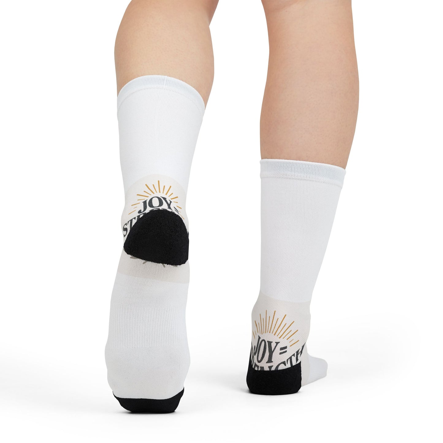 Joy and Strength Inspirational Crew Socks, Motivational Footwear, Gift for Fitness Lovers, Wellness Reminder Socks, Everyday Comfort Socks