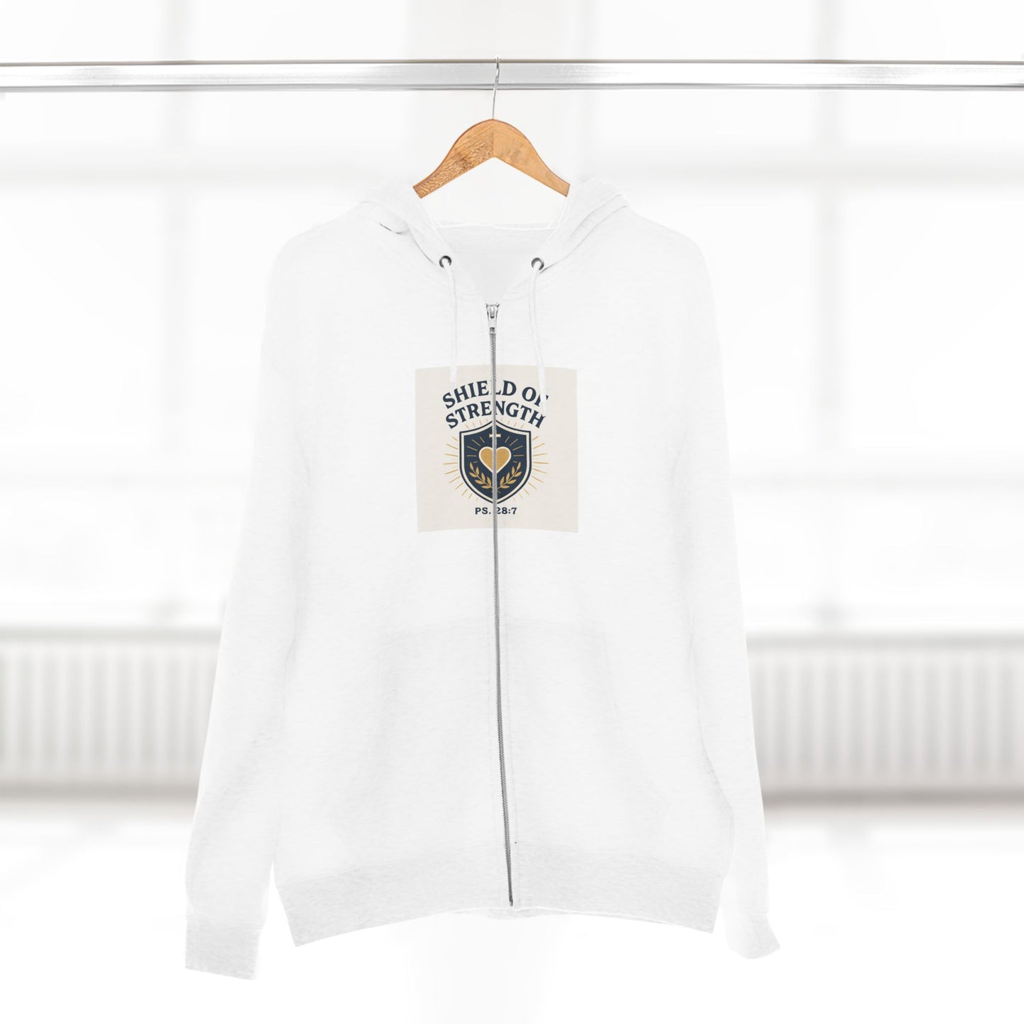 Unisex Zip Hoodie - Shield of Strength, Cozy Layer for Celebrations, Gift for Him/Her, Casual Wear, Fitness Hoodie