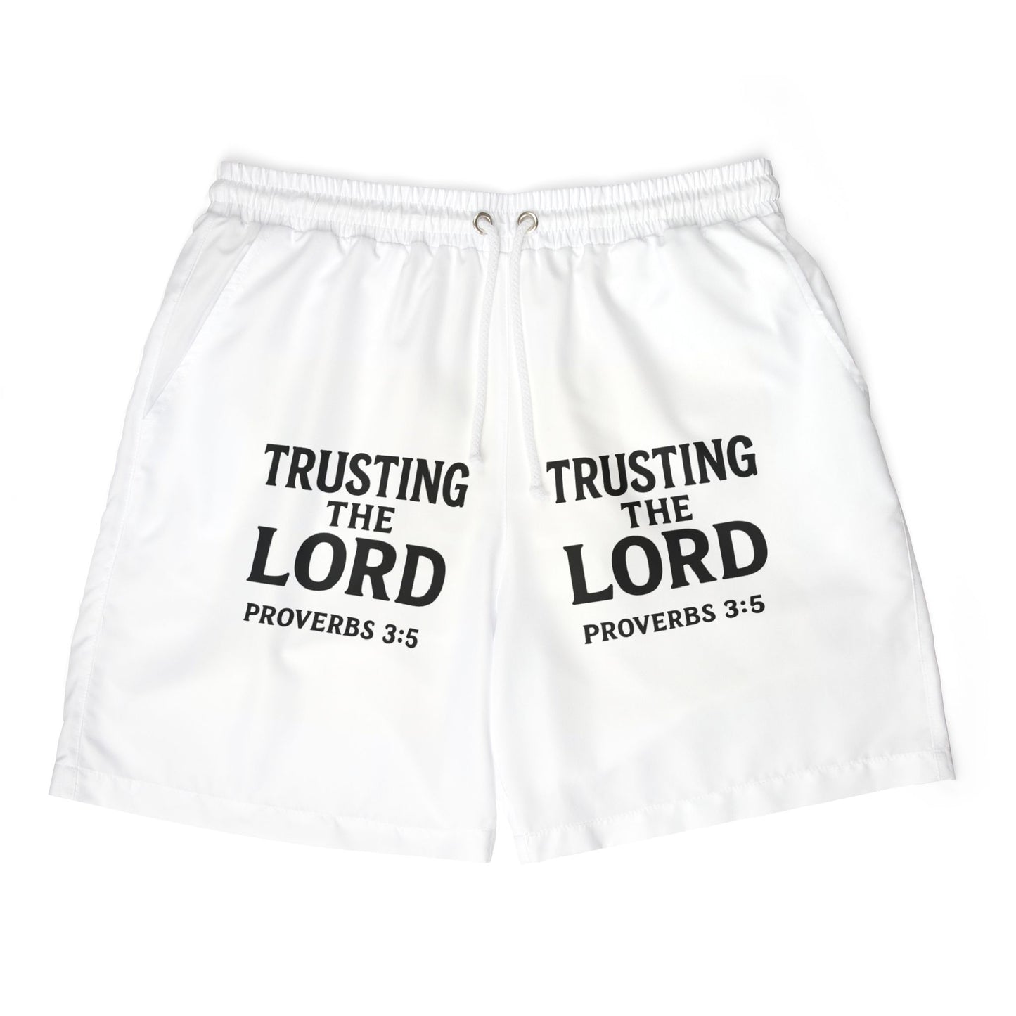 Faith-Inspired Unisex Swim Shorts | ‘Trusting the Lord’ Proverbs 3:5, Summer Poolwear, Christian Apparel, Beach Shorts, Vacation Essentials