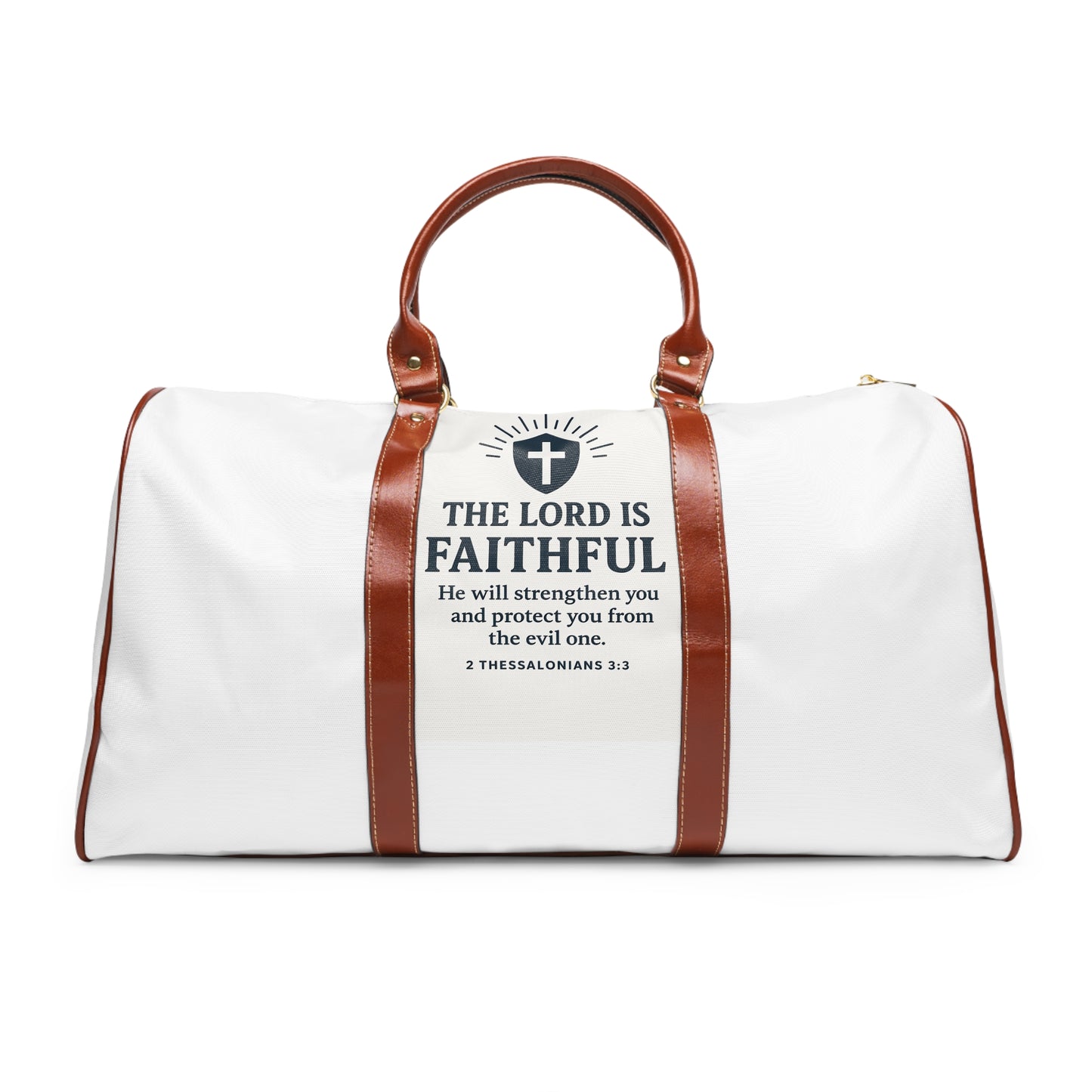 Waterproof Travel Bag for Adventurers, Faithful Travel Duffel, Weekend Getaway Bag, Bible Verse Bag, Inspirational Travel Companion