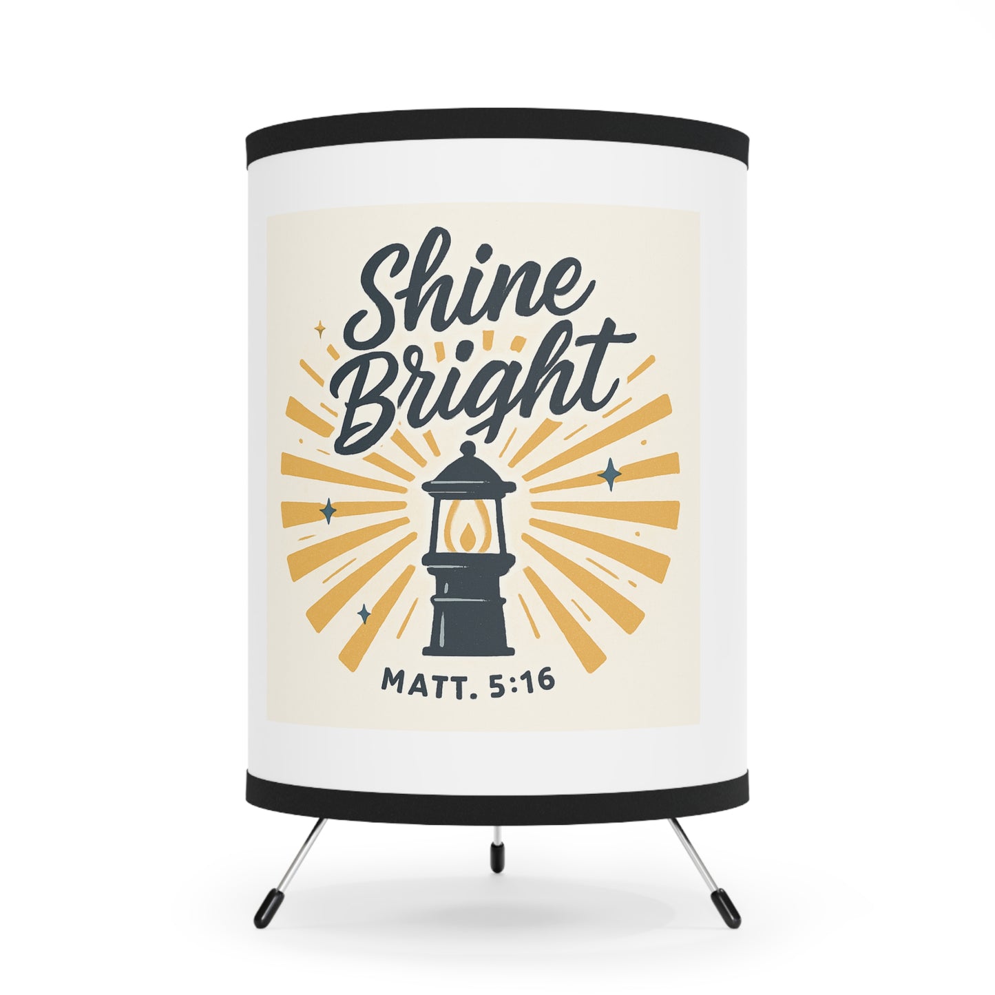 Tripod Lamp - Shine Bright Printed Shade, Inspirational Home Decor, Modern Lighting, Gift for Friends, Housewarming Decoration, US/CA Plug