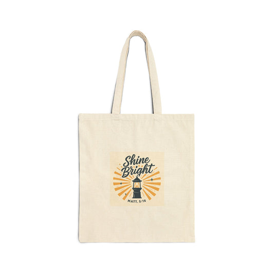 Shine Bright Cotton Canvas Tote Bag, Eco-Friendly Grocery Tote, Inspirational Gift, Reusable Shopping Bag, Beach Bag, Cute Handbag