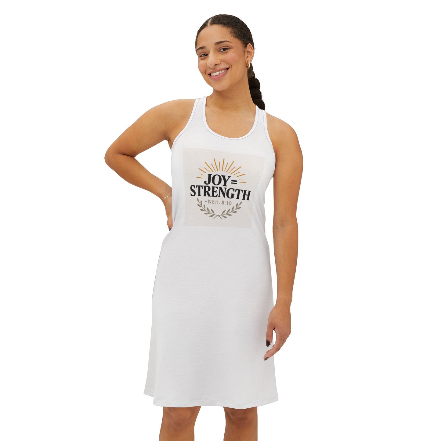 Joy & Strength Women's Racerback Dress, Summer Casual Dress, Inspirational Clothing, Gift for Her, Everyday Comfort Dress