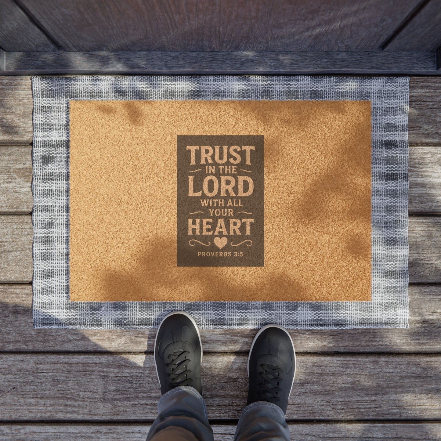 Inspirational Doormat - Trust in the Lord with All Your Heart | Front Porch Decor, Home Blessings, Christian Gifts, Housewarming