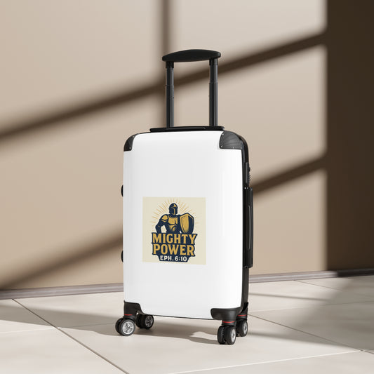 Mighty Power Suitcase - Inspirational Travel Luggage, Ephesians 6:10 Bag, Unique Carry-On, Motivational Gift, Christian Travel Gear