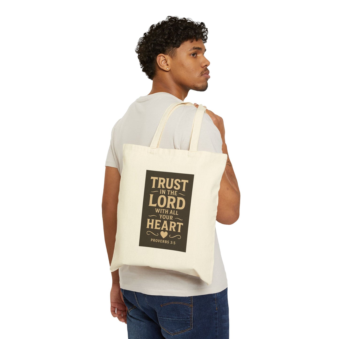 Inspirational Cotton Canvas Tote Bag - Bible Verse, Trust in the Lord, Eco-Friendly Shopping, Faithful Gift, Religious Tote