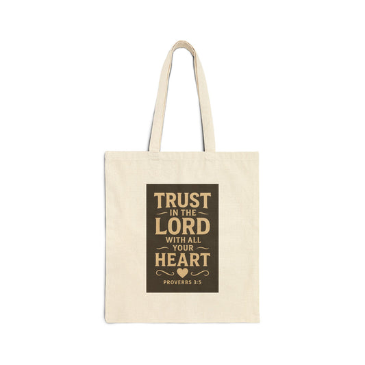 Inspirational Cotton Canvas Tote Bag - Bible Verse, Trust in the Lord, Eco-Friendly Shopping, Faithful Gift, Religious Tote