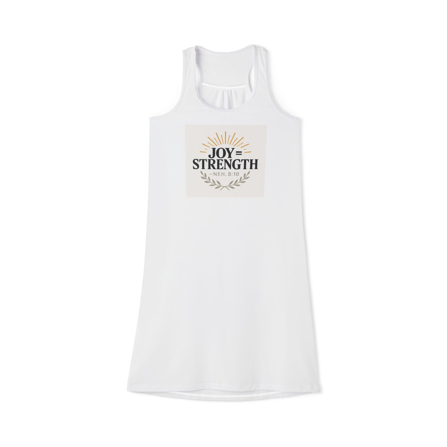 Joy & Strength Women's Racerback Dress, Summer Casual Dress, Inspirational Clothing, Gift for Her, Everyday Comfort Dress