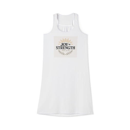 Joy & Strength Women's Racerback Dress, Summer Casual Dress, Inspirational Clothing, Gift for Her, Everyday Comfort Dress