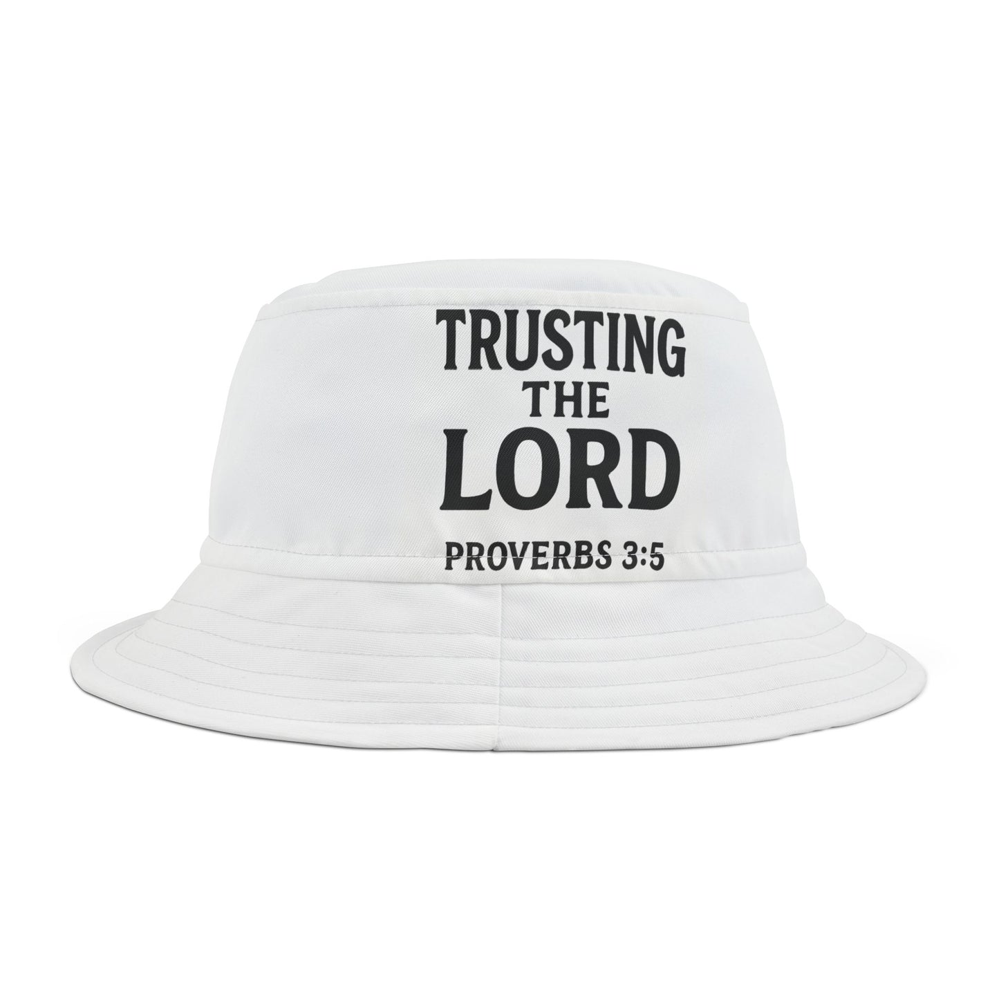 Christian Proverbs Bucket Hat, Trusting the Lord AOP Hat for Summer, Gift for Believers, Outdoor Sun Hat, Religious Accessories