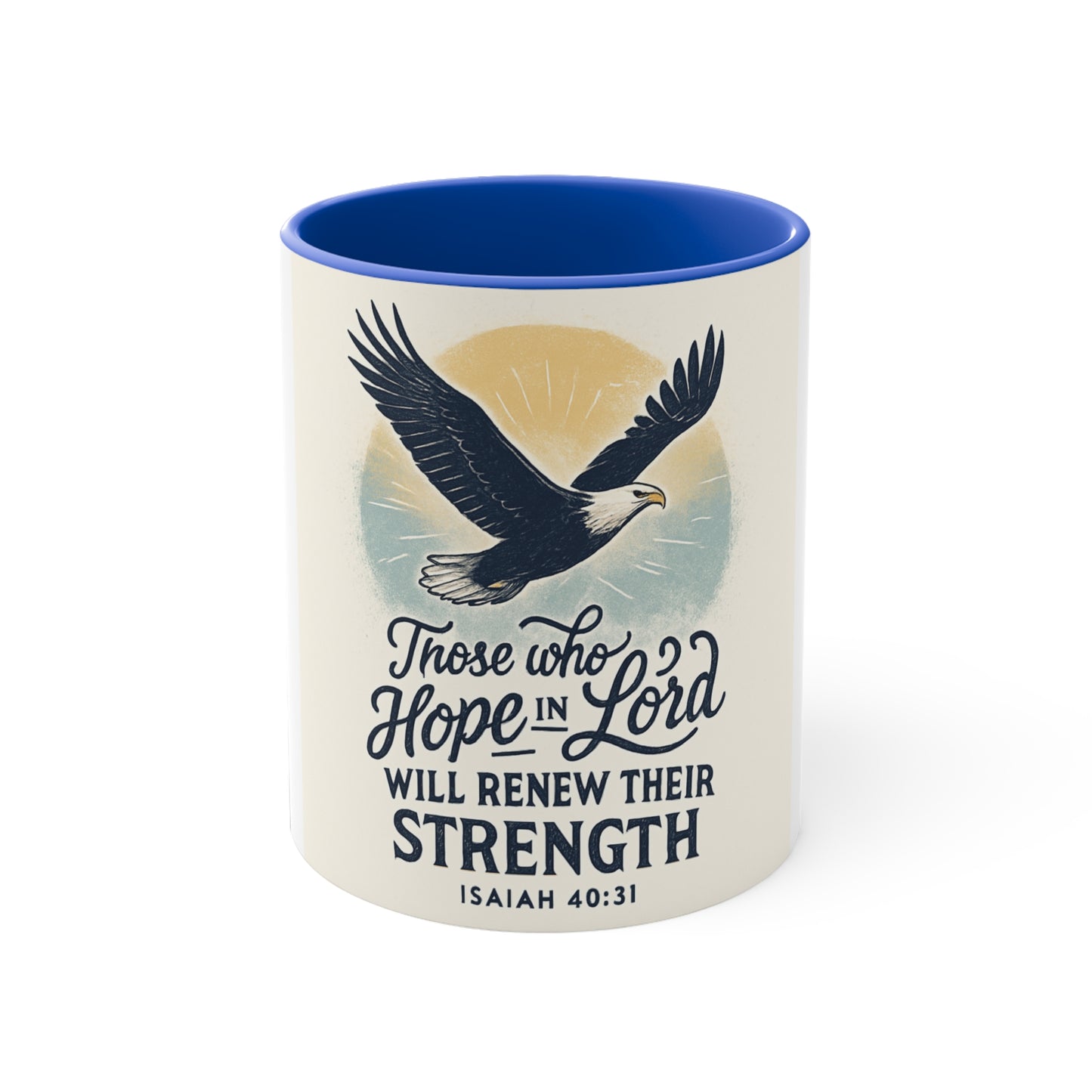 Inspirational Coffee Mug, Christian Gift, Strength Motivational Cup, Eagle Design Mug, Bible Verse Mug, Faith-Based Drinkware