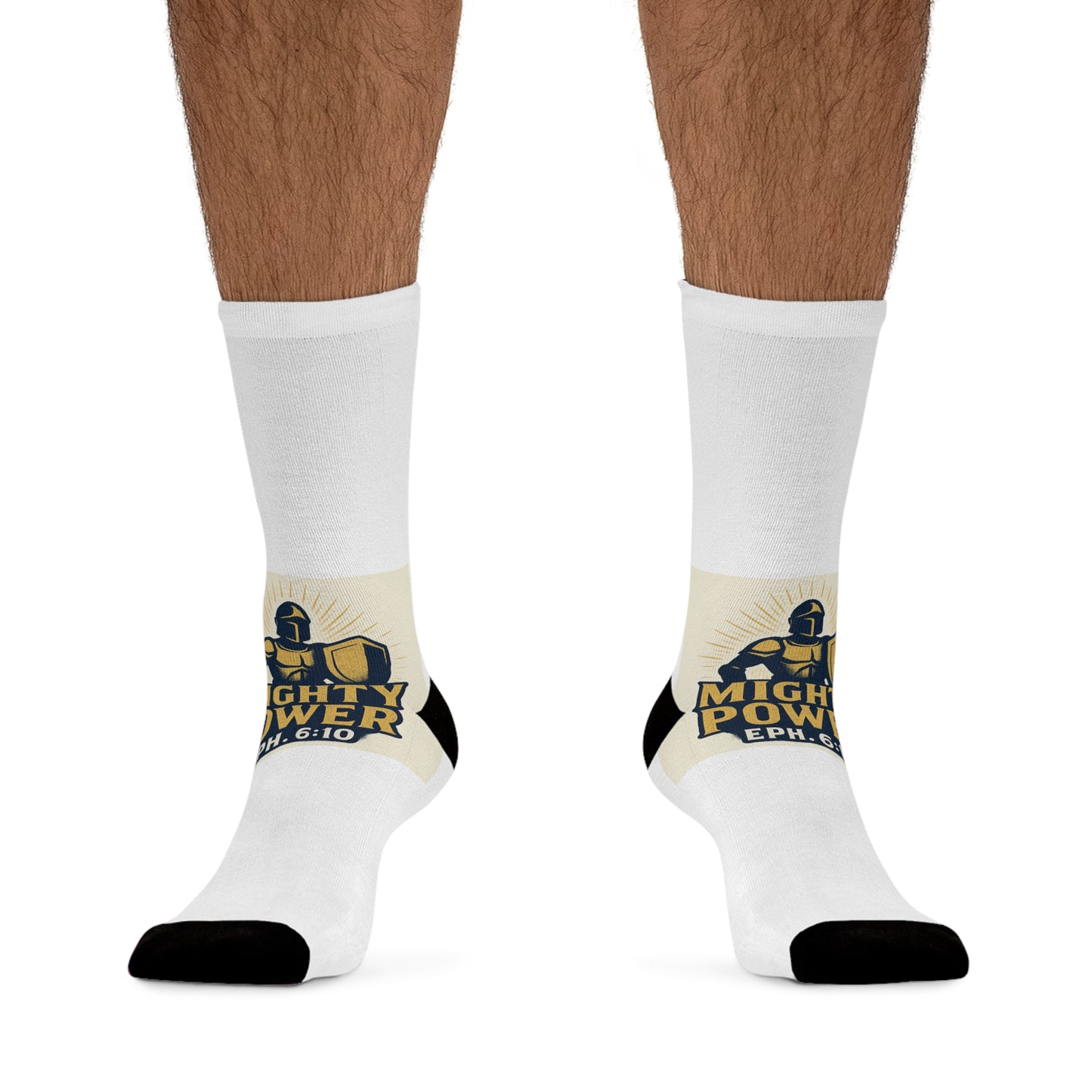 Inspirational Recycled Poly Socks - Mighty Power Design, Eco-Friendly Gift, Athletic Wear, Motivational Socks, Unique Accessories