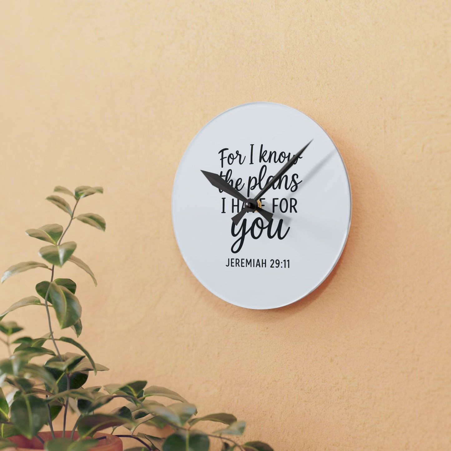 Inspirational Acrylic Wall Clock – Modern Home Decor, Unique Gift, Motivational Wall Art, Jeremiah 29:11, Gift for Her, Birthday Decor