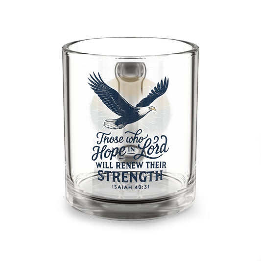 Inspirational Eagle Glass Mug, 10oz, Faith Gift, Bible Verse Drinkware, Christian Coffee Cup, Encouragement Mug, Motivational Gift