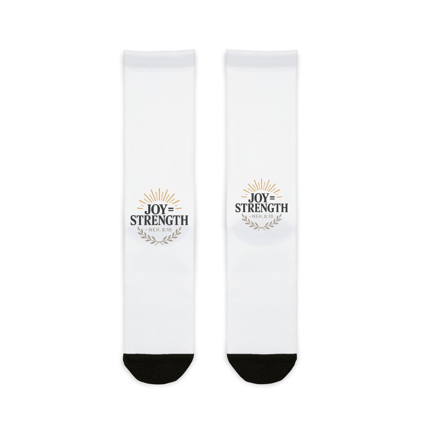 Joy and Strength Inspirational Crew Socks, Motivational Footwear, Gift for Fitness Lovers, Wellness Reminder Socks, Everyday Comfort Socks