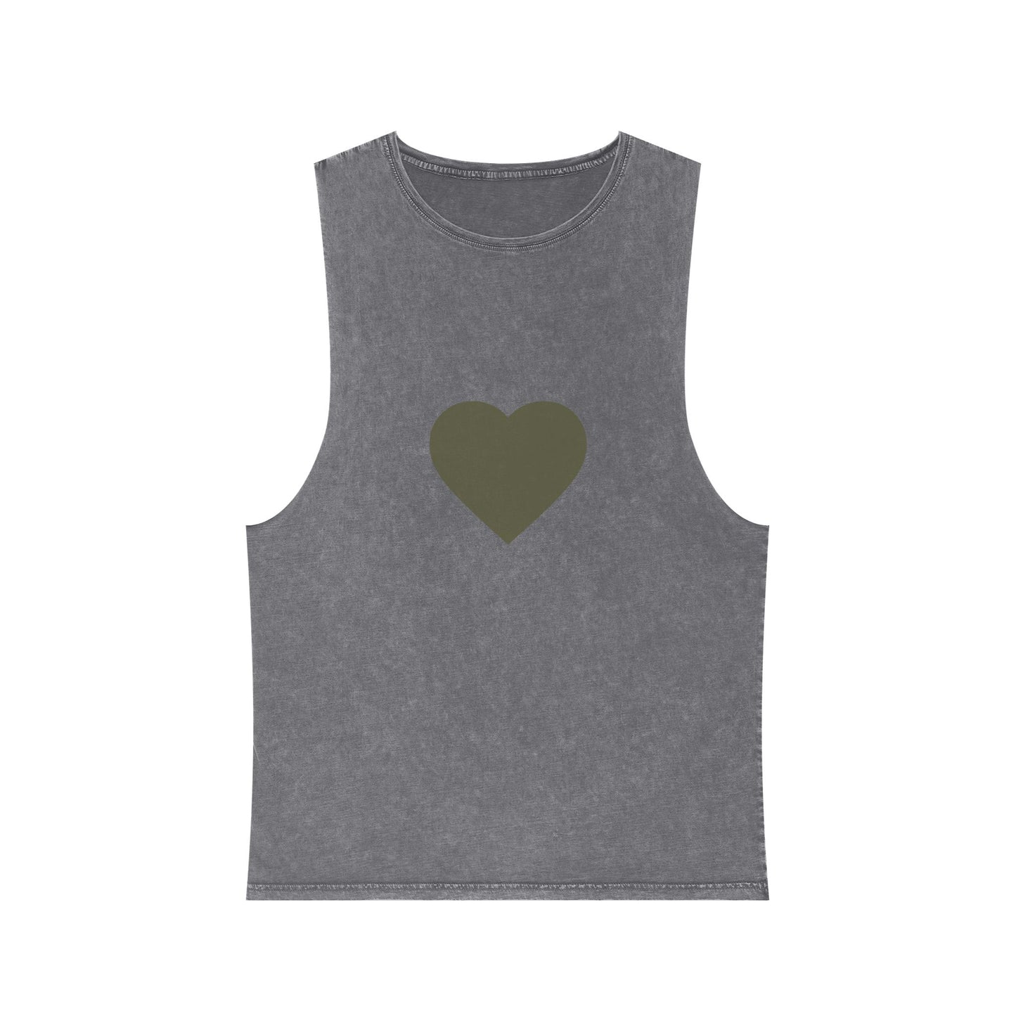 Heartfelt Unisex Stonewash Tank Top, Casual Summer Wear, Gift for Him/Her, Outdoor Activity, Heart Design