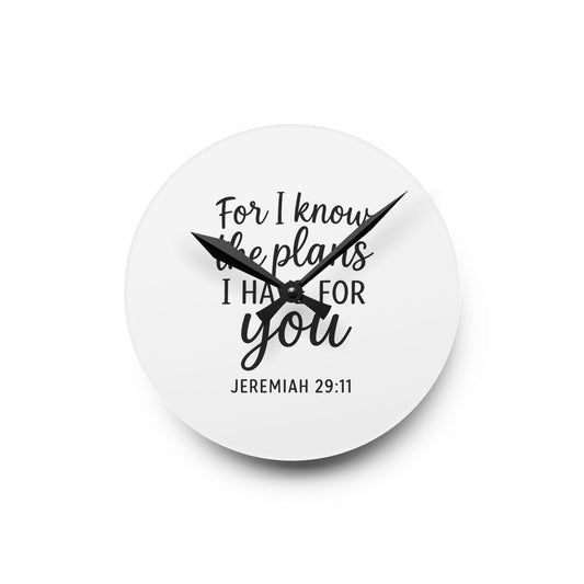 Inspirational Acrylic Wall Clock – Modern Home Decor, Unique Gift, Motivational Wall Art, Jeremiah 29:11, Gift for Her, Birthday Decor