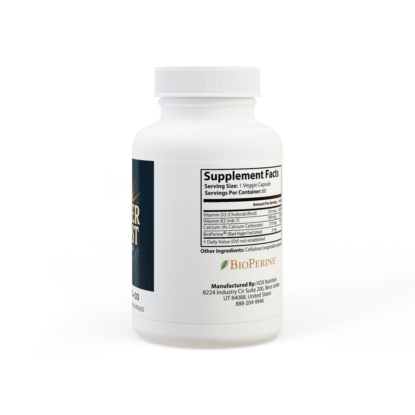 Vitamin K2 + D3 Supplement (60 Capsules)