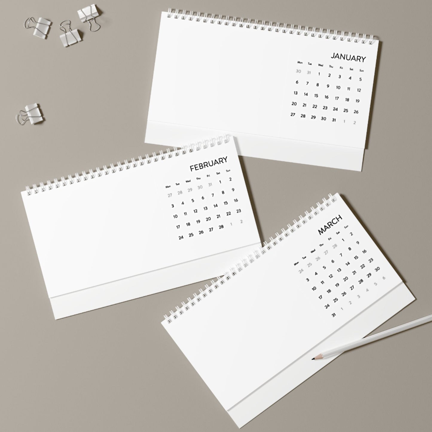 2025 Desk Calendar, Minimalist Yearly Planner, Modern Office Decor, Gift for Productivity Lovers, Stylish Month Grid Calendar