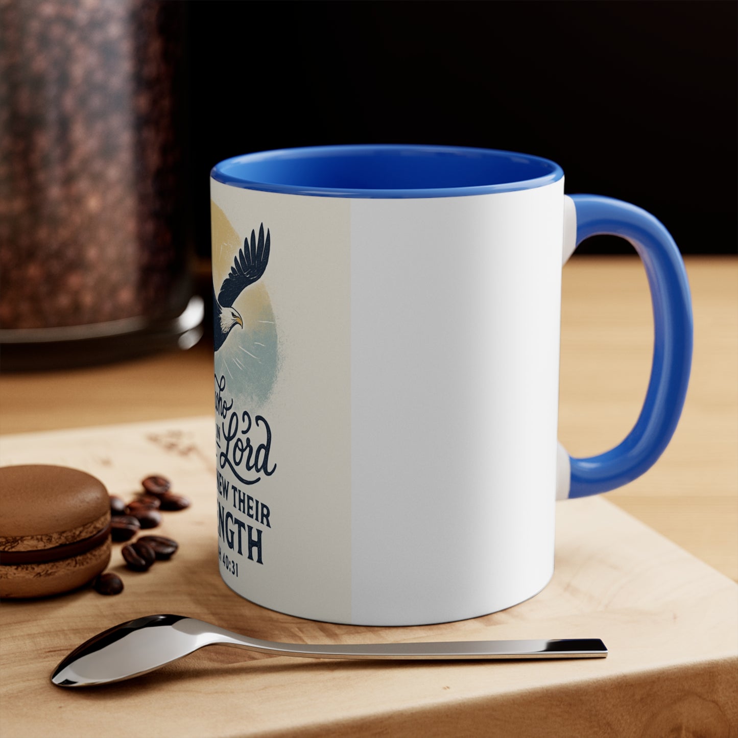 Inspirational Coffee Mug, Christian Gift, Strength Motivational Cup, Eagle Design Mug, Bible Verse Mug, Faith-Based Drinkware