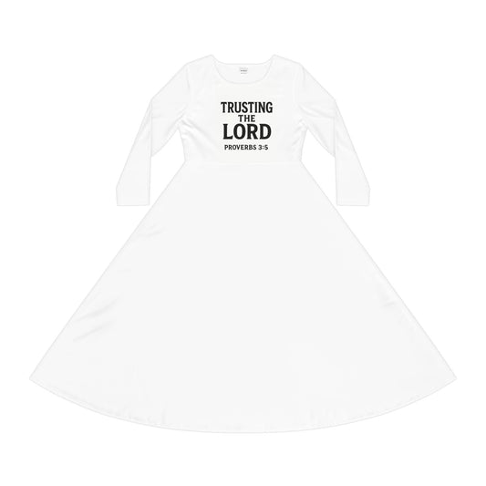 Trusting the Lord Dance Dress - Women's Long Sleeve Dress for Events, Parties, Worship, Dance Recitals, Church Gatherings