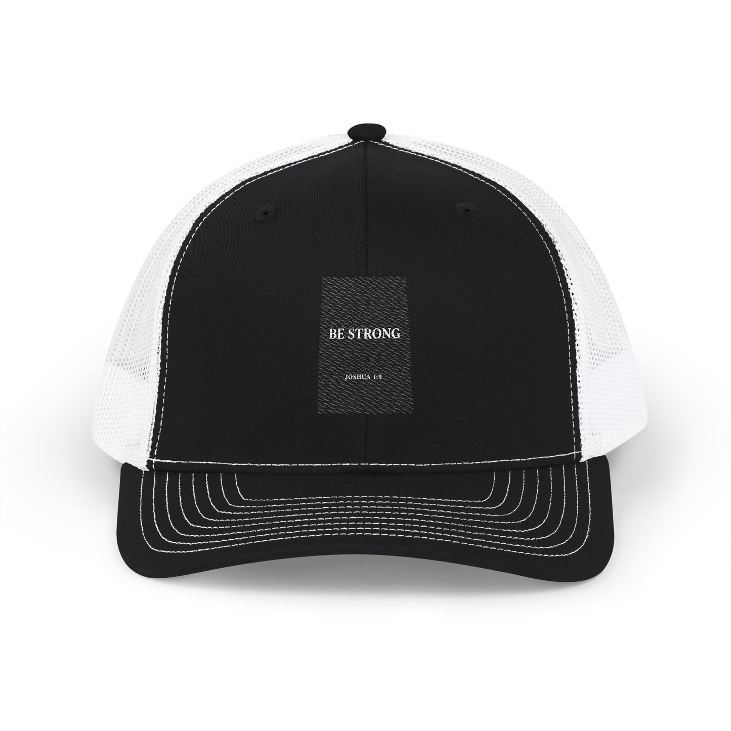 Be Strong Snapback Trucker Cap - Inspirational Black and White Hat