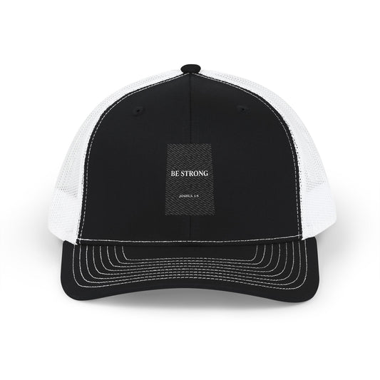 Be Strong Snapback Trucker Cap - Inspirational Black and White Hat